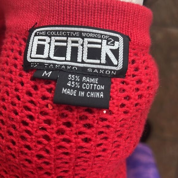 Berek Takako Sakon Sweater Cropped Bolero Set Medium Sequined Beaded Red White - Picture 7 of 14